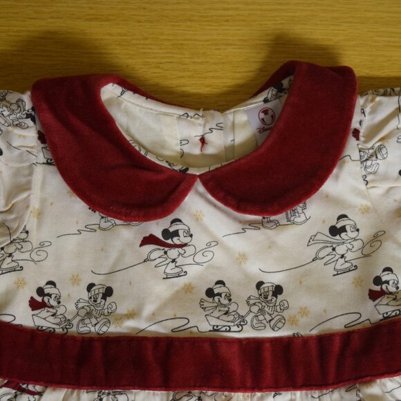 Disney Store 3-6 mo Baby Girl Dress Set Minnie Mickey Skating Winter Snow w/ TAG - Picture 3 of 8